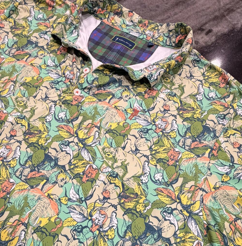 William Murray Golf The Jungle Polo XXL AOP Wildlife Animal Performance Stretch